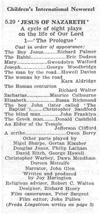 Jesus of Nazareth TV listing 1956